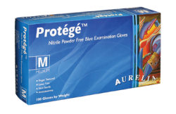 Aurelia Protege Stretch BLUE Nitrile Gloves Powder Free 100/box