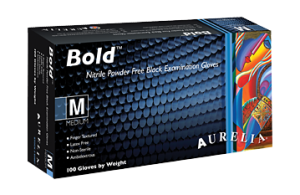 Aurelia Bold BLACK Nitrile Powder Free Exam Glove 100/box