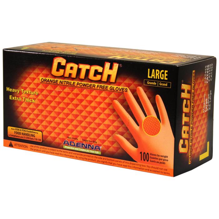 Gloves Catch Orange Nitrile 100 (Adenna)