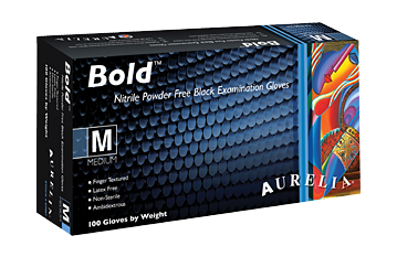 Aurelia Bold BLACK Nitrile Powder Free Exam Glove 100/box