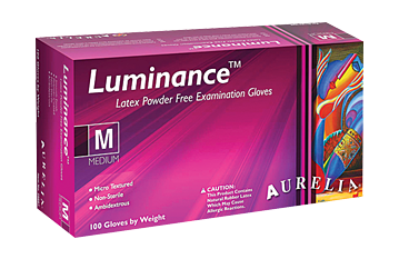 Aurelia Luminance Latex Exam Glove Powder Free Polymer Coating 100/box